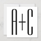 Elegant Modern Couples Initialen | Wit & Zwart Magnetische Uitnodiging (Voorkant)