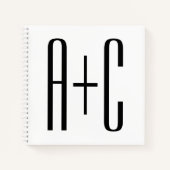 Elegant Modern Couples Initialen | Wit & Zwart Notitieboek (Voorkant)