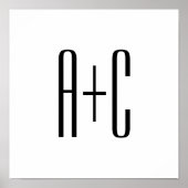 Elegant Modern Couples Initialen | Wit & Zwart Poster (Voorkant)