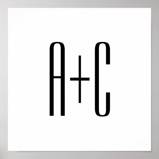 Elegant Modern Couples Initialen | Wit & Zwart Poster (Voorkant)