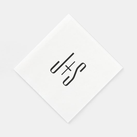Elegant Modern Couples Initialen | Wit & Zwart Servet (Hoek)
