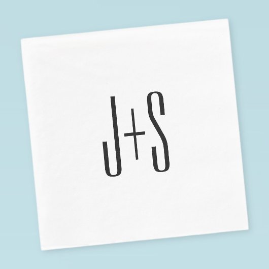 Elegant Modern Couples Initialen | Wit & Zwart Servet