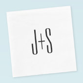 Elegant Modern Couples Initialen | Wit & Zwart Servet