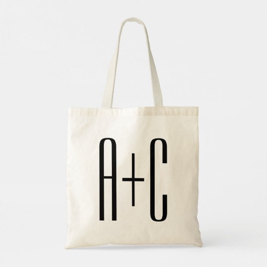 Elegant Modern Couples Initialen | Wit & Zwart Tote Bag (Achterkant)