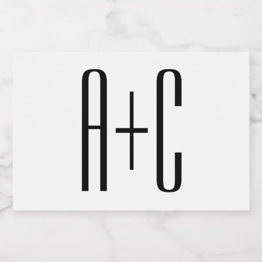 Elegant Modern Couples Initialen | Wit & Zwart Voedselcontainer Etiket (Enkel label)