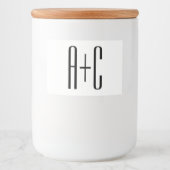 Elegant Modern Couples Initialen | Wit & Zwart Voedselcontainer Etiket (Voorkant)