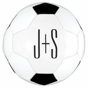 Elegant Modern Couples Initialen   Wit & Zwart Voetbal