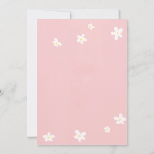 Elegant modern Cross-roze Daisy Religious Baptisme Kaart (Achterkant)