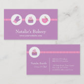 Elegant modern Cupcake bakkerij roze Paars Visitekaartje (Voorkant / Achterkant)