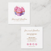 Elegant Modern Cupcake Bakkerij Vierkant Visitekaa Vierkante Visitekaartje (Voorkant / Achterkant)