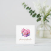 Elegant Modern Cupcake Bakkerij Vierkant Visitekaa Vierkante Visitekaartje (Staand voorkant)