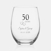 Elegant Modern Custom 50e Jubileum Keepsake Wijnglas Zonder Voet (Voorkant)