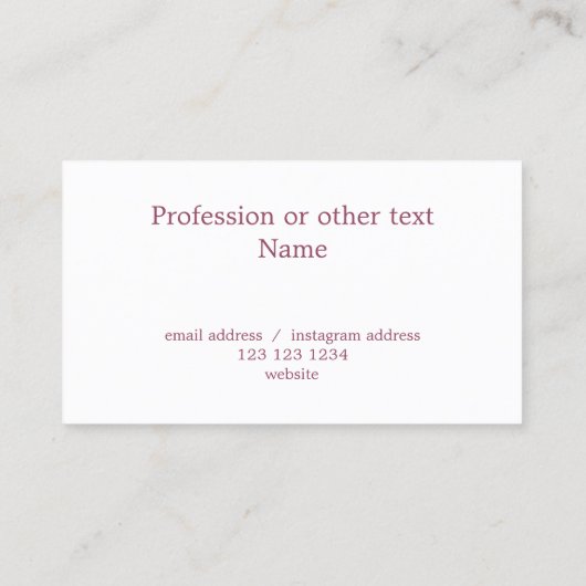 Elegant Modern Custom Foto Wit Roze Mauve Visitekaartje (Achterkant)