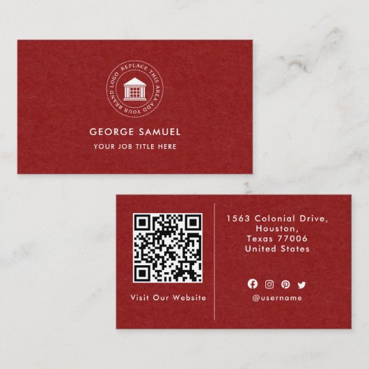 Elegant Modern Custom Logo Minimalist Eenvoudig Visitekaartje (Voorkant / Achterkant)