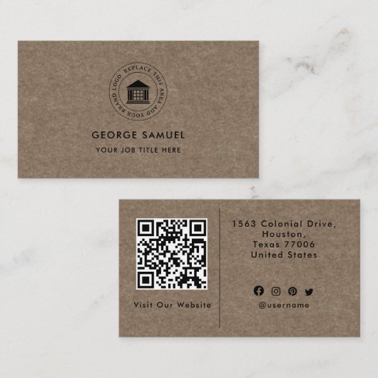 Elegant Modern Custom Logo Minimalist Eenvoudig Visitekaartje (Voorkant / Achterkant)