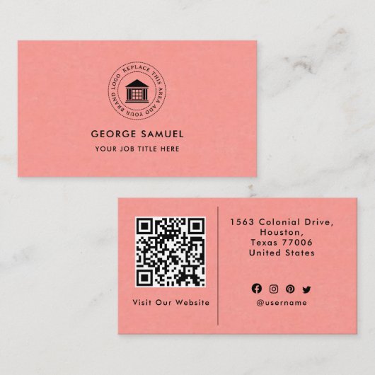 Elegant Modern Custom Logo Minimalist Eenvoudig Visitekaartje (Voorkant / Achterkant)