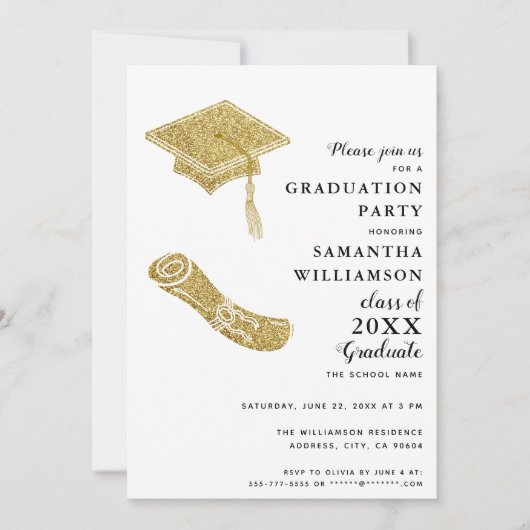 Elegant Modern Custom Photo Graduation Party Kaart (Voorkant)