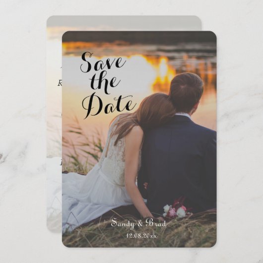Elegant Modern Custom  Photo Save The Date Wedding Kaart (Voorkant / Achterkant)