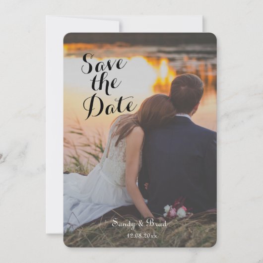 Elegant Modern Custom  Photo Save The Date Wedding Kaart (Voorkant)