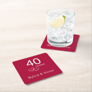 Elegant Modern Custom Ruby 40e Jubileum Party Kartonnen Onderzetters
