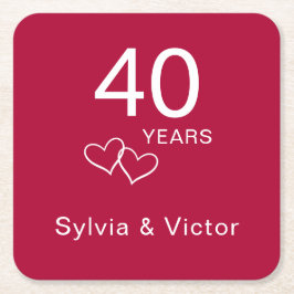 Elegant Modern Custom Ruby 40e Jubileum Party Kartonnen Onderzetters