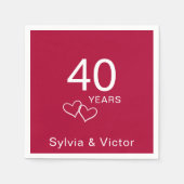 Elegant Modern Custom Ruby 40e Jubileum Party Servet (Voorkant)