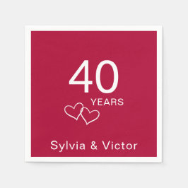 Elegant Modern Custom Ruby 40e Jubileum Party Servet