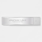 Elegant Modern Custom Sjabloon Glamour Faux Silver Deurbordje (Voorkant)