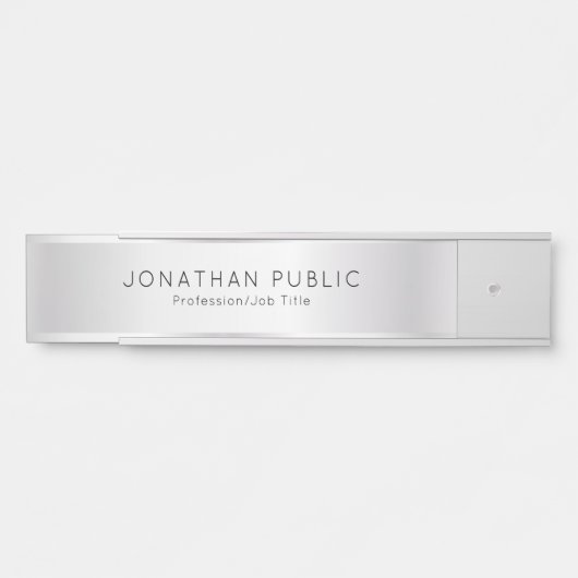 Elegant Modern Custom Sjabloon Glamour Faux Silver Deurbordje (Voorkant)