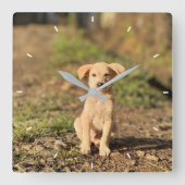 Elegant Modern Custom Wall Clock Add Your Own  Vierkante Klok (Voorkant)