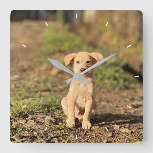 Elegant Modern Custom Wall Clock Add Your Own  Vierkante Klok (Voorkant)