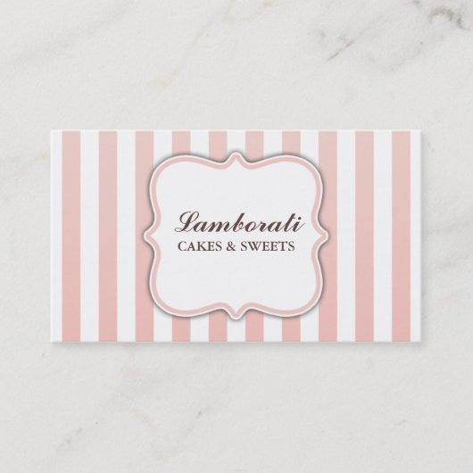 Elegant modern Cute Pink en White Stripes Visitekaartje (Voorkant)