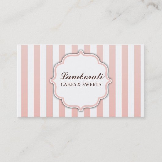Elegant modern Cute Pink en White Stripes Visitekaartje (Voorkant)