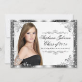 Elegant Modern  Damask Afstuderen Kaart (Voorkant)