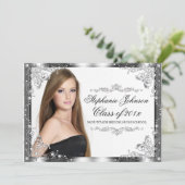 Elegant Modern  Damask Afstuderen Kaart (Staand voorkant)