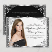 Elegant Modern Damask Afstuderen Kaart (Voorkant / Achterkant)