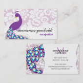 Elegant Modern Damask Paarse Peacock Visitekaartje (Voorkant / Achterkant)
