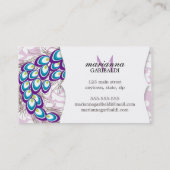 Elegant Modern Damask Paarse Peacock Visitekaartje (Achterkant)
