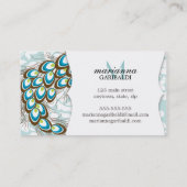 Elegant Modern Damask Peacock Visitekaartje (Achterkant)