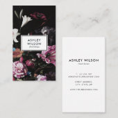 Elegant Modern Dark Floral Bouquet Visitekaartje (Voorkant / Achterkant)