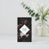 Elegant Modern Dark Floral Bouquet Visitekaartje (Staand voorkant)