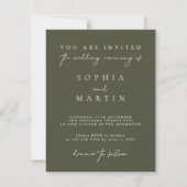 Elegant Modern Dark Green Wedding Enclosure Kaarte Kaart (Voorkant)