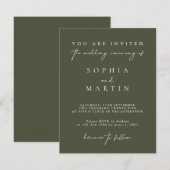 Elegant Modern Dark Green Wedding Enclosure Kaarte Kaart (Voorkant / Achterkant)