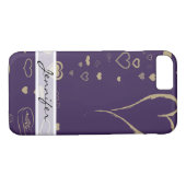 Elegant Modern Dark Paars Heart Case-Mate iPhone Case (Achterkant (Horizontaal))