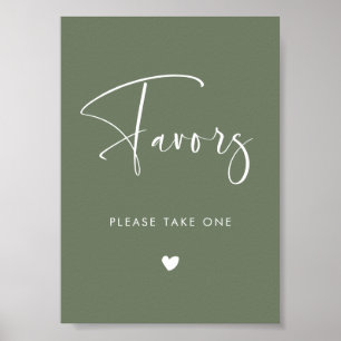 Elegant Modern Dark Sage Green bruiloft Favorieten Poster