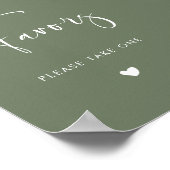 Elegant Modern Dark Sage Green bruiloft Favorieten Poster (Hoek)