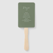 Elegant & Modern Dark Sage Green Wedding programma Handwaaier (Achterkant)