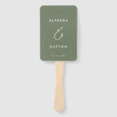 Elegant & Modern Dark Sage Green Wedding programma Handwaaier (Voorkant)