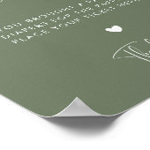 Elegant Modern Dark Sage Groene Luier Raffle teken Poster (Hoek)