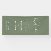 Elegant Modern Dark Sage Welcome to our Wedding Spandoek (Horizontaal)